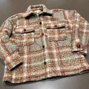 NWT Autres Files Plaid Teddy Shacket Sz: S/P
